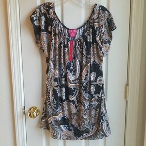 #NWT PRESTIGE EDGE PAISLEY S/S PEASANT BLOUSE